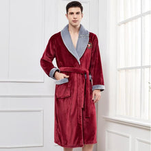 Load image into Gallery viewer, Men Casual Kimono Bathrobe Autumn Winter Flannel Long Robe Thick Warm Sleepwear Plus Size 3XL Nightgown Male Loose Home Wear - Larry's Anything Goes