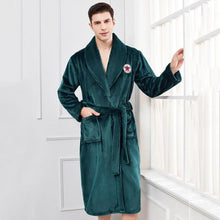 Load image into Gallery viewer, Men Casual Kimono Bathrobe Autumn Winter Flannel Long Robe Thick Warm Sleepwear Plus Size 3XL Nightgown Male Loose Home Wear - Larry's Anything Goes
