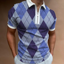 Load image into Gallery viewer, New Summer High Quality Men Polo Shirts High Street Print Casual Short Sleeve Mens Shirts Turn-Down Collar Zipper Polo Shirt Men - Larry's Anything Goes
