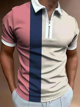 Load image into Gallery viewer, New Summer High Quality Men Polo Shirts High Street Print Casual Short Sleeve Mens Shirts Turn-Down Collar Zipper Polo Shirt Men - Larry's Anything Goes