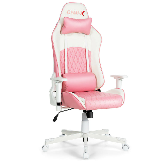 Gymax Gaming Chair Racing Style Adjustable Swivel Computer Office Chair Pink  CB10206PK