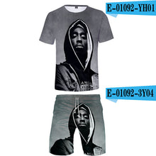 Load image into Gallery viewer, Tupac Amaru Shakur Two Pieces Sets Men 3D T Shirts+Shorts Suit Men Summer Tops Tees Rapper Tupac Fashion T-shirt Men Clothing - Larry's Anything Goes