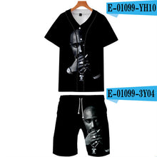 Load image into Gallery viewer, Tupac Amaru Shakur Two Pieces Sets Men 3D T Shirts+Shorts Suit Men Summer Tops Tees Rapper Tupac Fashion T-shirt Men Clothing - Larry's Anything Goes