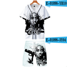 Load image into Gallery viewer, Tupac Amaru Shakur Two Pieces Sets Men 3D T Shirts+Shorts Suit Men Summer Tops Tees Rapper Tupac Fashion T-shirt Men Clothing - Larry's Anything Goes