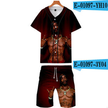 Load image into Gallery viewer, Tupac Amaru Shakur Two Pieces Sets Men 3D T Shirts+Shorts Suit Men Summer Tops Tees Rapper Tupac Fashion T-shirt Men Clothing - Larry's Anything Goes