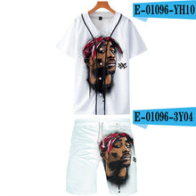 Load image into Gallery viewer, Tupac Amaru Shakur Two Pieces Sets Men 3D T Shirts+Shorts Suit Men Summer Tops Tees Rapper Tupac Fashion T-shirt Men Clothing - Larry's Anything Goes