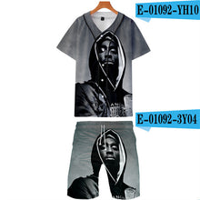 Load image into Gallery viewer, Tupac Amaru Shakur Two Pieces Sets Men 3D T Shirts+Shorts Suit Men Summer Tops Tees Rapper Tupac Fashion T-shirt Men Clothing - Larry's Anything Goes