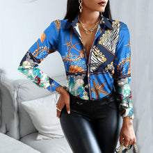 Load image into Gallery viewer, Blouses Woman Casual Office Print Shirts Autumn Fashion Button Long Sleeve White Shirt Elegant Patchwork Slim Tops Women 2021 - Larry's Anything Goes