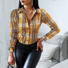 Load image into Gallery viewer, Blouses Woman Casual Office Print Shirts Autumn Fashion Button Long Sleeve White Shirt Elegant Patchwork Slim Tops Women 2021 - Larry's Anything Goes