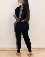 Load image into Gallery viewer, 2021 Tracksuits Women Elegant Two-Pieces Suit Sets Female Stylish Plus Size Greek Fret Print Coat & Pant Zip Sets Joggers Women - Larry's Anything Goes