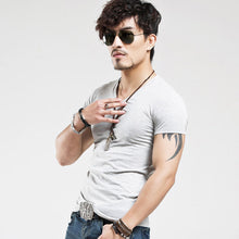 Load image into Gallery viewer, 2022 Brand New Men T Shirt Tops V neck Short Sleeve Tees Men's Fashion Fitness Hot T-shirt For Male Free Shipping Size 5XL - Larry's Anything Goes