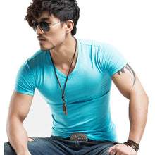 Load image into Gallery viewer, 2022 Brand New Men T Shirt Tops V neck Short Sleeve Tees Men's Fashion Fitness Hot T-shirt For Male Free Shipping Size 5XL - Larry's Anything Goes