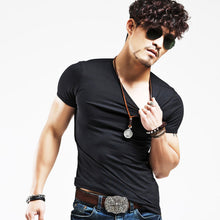 Load image into Gallery viewer, 2022 Brand New Men T Shirt Tops V neck Short Sleeve Tees Men's Fashion Fitness Hot T-shirt For Male Free Shipping Size 5XL - Larry's Anything Goes