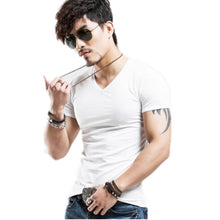 Load image into Gallery viewer, 2022 Brand New Men T Shirt Tops V neck Short Sleeve Tees Men's Fashion Fitness Hot T-shirt For Male Free Shipping Size 5XL - Larry's Anything Goes