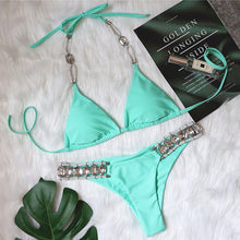 Load image into Gallery viewer, In-X Shiny diamond bikini 2021 Sexy push up halter swimsuit female crystal swimwear women Brazilian biquini Bathing suit new - Larry's Anything Goes