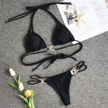 Load image into Gallery viewer, In-X Shiny diamond bikini 2021 Sexy push up halter swimsuit female crystal swimwear women Brazilian biquini Bathing suit new - Larry's Anything Goes