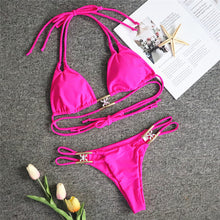 Load image into Gallery viewer, In-X Shiny diamond bikini 2021 Sexy push up halter swimsuit female crystal swimwear women Brazilian biquini Bathing suit new - Larry's Anything Goes
