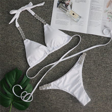 Load image into Gallery viewer, In-X Shiny diamond bikini 2021 Sexy push up halter swimsuit female crystal swimwear women Brazilian biquini Bathing suit new - Larry's Anything Goes