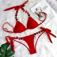 Load image into Gallery viewer, In-X Shiny diamond bikini 2021 Sexy push up halter swimsuit female crystal swimwear women Brazilian biquini Bathing suit new - Larry's Anything Goes