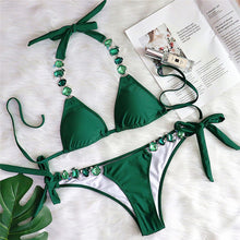 Load image into Gallery viewer, In-X Shiny diamond bikini 2021 Sexy push up halter swimsuit female crystal swimwear women Brazilian biquini Bathing suit new - Larry's Anything Goes