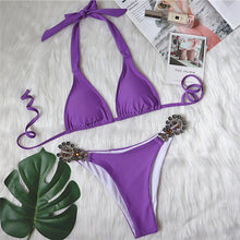 Load image into Gallery viewer, In-X Shiny diamond bikini 2021 Sexy push up halter swimsuit female crystal swimwear women Brazilian biquini Bathing suit new - Larry's Anything Goes