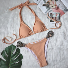 Load image into Gallery viewer, In-X Shiny diamond bikini 2021 Sexy push up halter swimsuit female crystal swimwear women Brazilian biquini Bathing suit new - Larry's Anything Goes