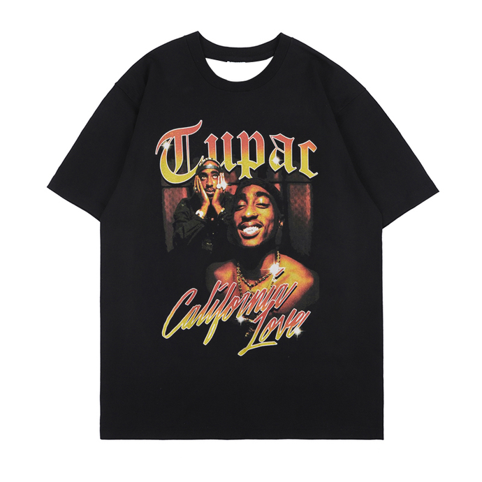 Summer New 3D Tupac 2pac Printed Hip Hop Casual Vintage Fashion Harajuku Rapper Men's Tshirts Short Sleeves Oversized T-Shirts