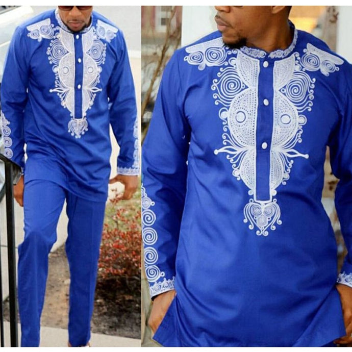 Dashiki mens top pant set 2 pieces outfit set African men clothes 2019 riche african clothing for men dashiki shirt with trouser - Larry's Anything Goes