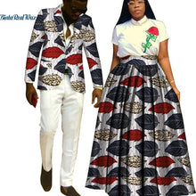 Load image into Gallery viewer, Lover Couples Clothes African Print Tutu Skirts for Women Bazin Riche Mens Jacket Blazer 2 Pieces African Style Clothing WYQ204 - Larry&#39;s Anything Goes