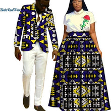 Load image into Gallery viewer, Lover Couples Clothes African Print Tutu Skirts for Women Bazin Riche Mens Jacket Blazer 2 Pieces African Style Clothing WYQ204 - Larry&#39;s Anything Goes