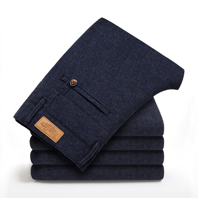 2020 New Classic Style Men's Casual Pants Business Fashion Black Blue Elastic Regular Fit Brand Trousers High Quality Clothes - Larry's Anything Goes