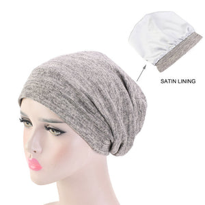 Unisex Winter Warm Ski Sleeping Hat Baggy Beanie Satin Lined Night Sleep Cap Hair Care Bonnet Hair Loss Women Men Pullover Hat