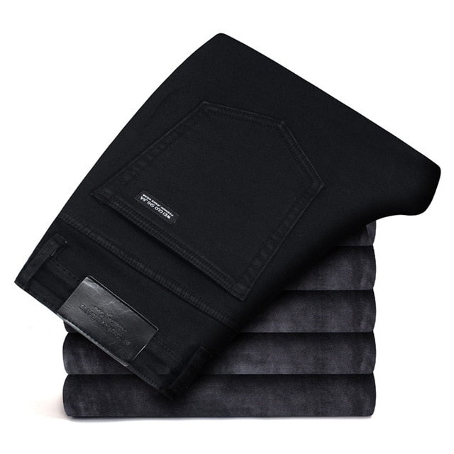 2020 Winter New Men Warm Slim Jeans Elasticity Skinny Black Jeans Fashion Casual Thick Denim Pants Trousers Male Brand Clothes - Larry's Anything Goes