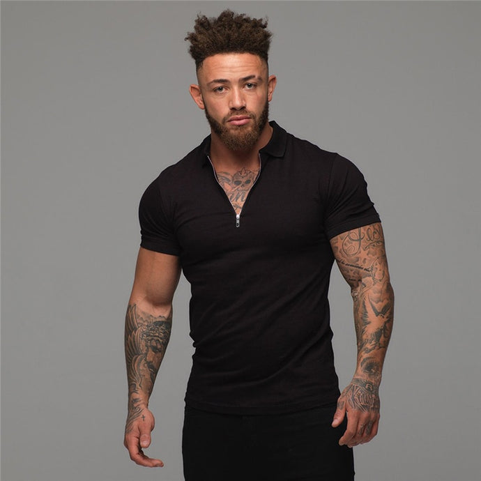 Muscleguys Man Fashion Polo Shirt Casual Fashion Plain Color Short Sleeve High Quality Slim Polo Shirt Men Fitness Polo homme - Larry's Anything Goes