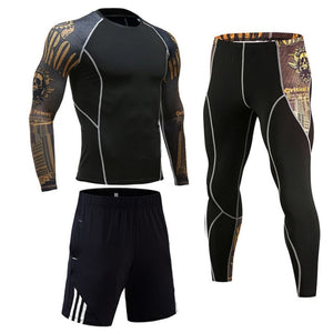 Gym Men's Running Fitness Sportswear Athletic Physical Training Clothes Sports Suits Workout Jogging Rashguard Men's Kit - Larry's Anything Goes