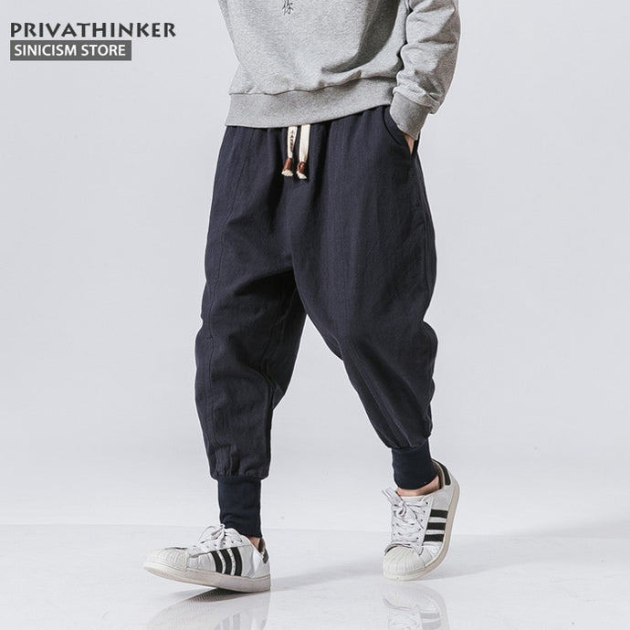 Sincism Store Men Harem Pants Japanese Casual Cotton Linen Trouser Man Jogger Pants Chinese Baggy Pants - Larry's Anything Goes
