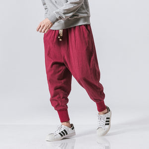 Sincism Store Men Harem Pants Japanese Casual Cotton Linen Trouser Man Jogger Pants Chinese Baggy Pants - Larry's Anything Goes