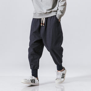 Sincism Store Men Harem Pants Japanese Casual Cotton Linen Trouser Man Jogger Pants Chinese Baggy Pants - Larry's Anything Goes