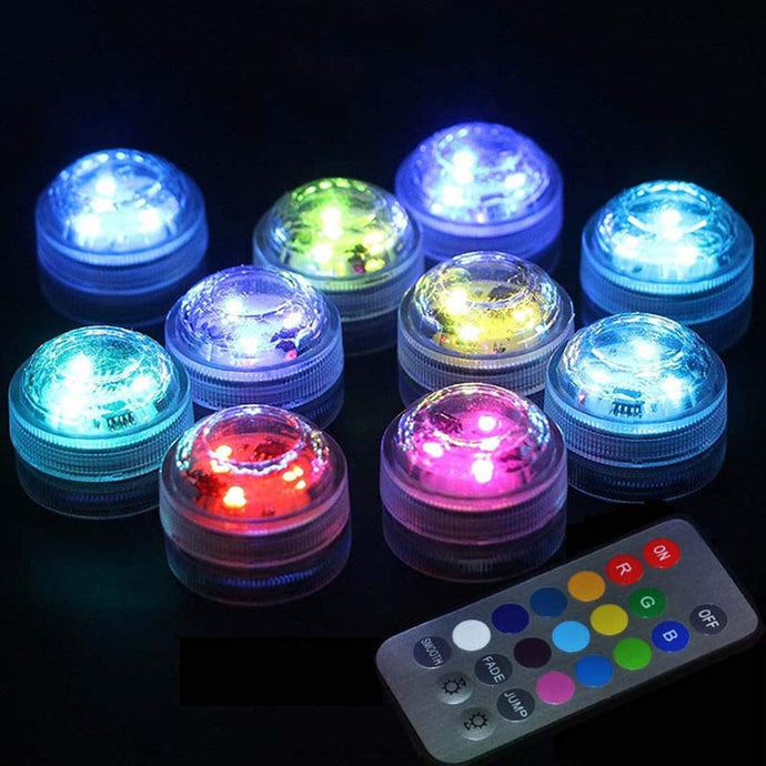 Battery Submersible LED Lights Waterproof Underwater Night Lamp Remote Controller Tea Light Vase Weeding Party Decor Light - Larry's Anything Goes
