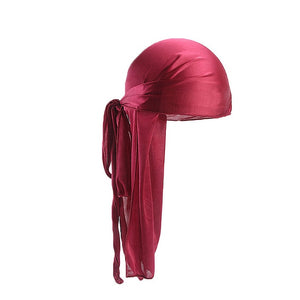 2019 New Unisex Long Silk Satin Breathable Turban Hat Wigs Doo Durag Biker Headwrap Chemo Cap Pirate Hat Men Hair Accessories - Larry's Anything Goes