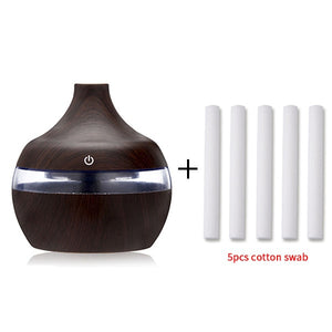 saengQ Electric Humidifier Essential Aroma Oil Diffuser Ultrasonic Wood Grain Air Humidifier USB Mini Mist Maker LED Light For - Larry's Anything Goes