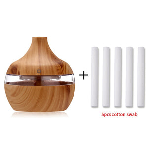 saengQ Electric Humidifier Essential Aroma Oil Diffuser Ultrasonic Wood Grain Air Humidifier USB Mini Mist Maker LED Light For - Larry's Anything Goes