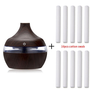 saengQ Electric Humidifier Essential Aroma Oil Diffuser Ultrasonic Wood Grain Air Humidifier USB Mini Mist Maker LED Light For - Larry's Anything Goes