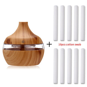 saengQ Electric Humidifier Essential Aroma Oil Diffuser Ultrasonic Wood Grain Air Humidifier USB Mini Mist Maker LED Light For - Larry's Anything Goes