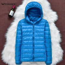 Load image into Gallery viewer, Winter Women Ultralight Thin Down Jacket White Duck Down Hooded Jackets Long Sleeve Warm Coat Parka Female Portable Outwear - Larry&#39;s Anything Goes
