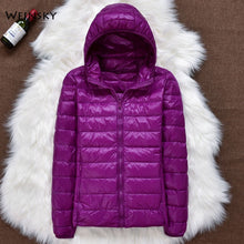 Load image into Gallery viewer, Winter Women Ultralight Thin Down Jacket White Duck Down Hooded Jackets Long Sleeve Warm Coat Parka Female Portable Outwear - Larry&#39;s Anything Goes