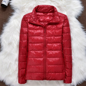 Winter Women Ultralight Thin Down Jacket White Duck Down Hooded Jackets Long Sleeve Warm Coat Parka Female Portable Outwear - Larry's Anything Goes
