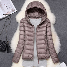 Load image into Gallery viewer, Winter Women Ultralight Thin Down Jacket White Duck Down Hooded Jackets Long Sleeve Warm Coat Parka Female Portable Outwear - Larry&#39;s Anything Goes