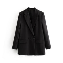 Load image into Gallery viewer, Autumn and winter women's blazer jacket casual solid color double-breasted pocket decorative coat - Larry's Anything Goes