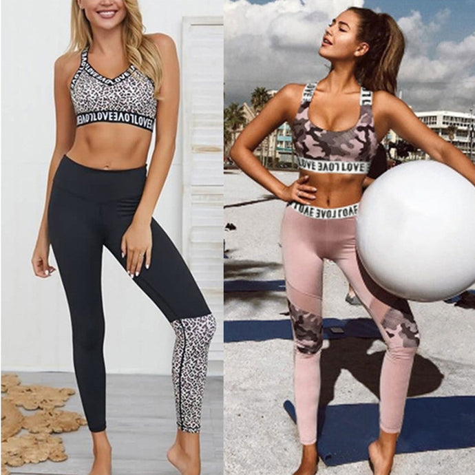 Women Sport Suit Yoga Set Gym Workout Clothes Sleeveless Fitness Crop Top + High Waist Energy Seamless Leggings May 27th - Larry's Anything Goes